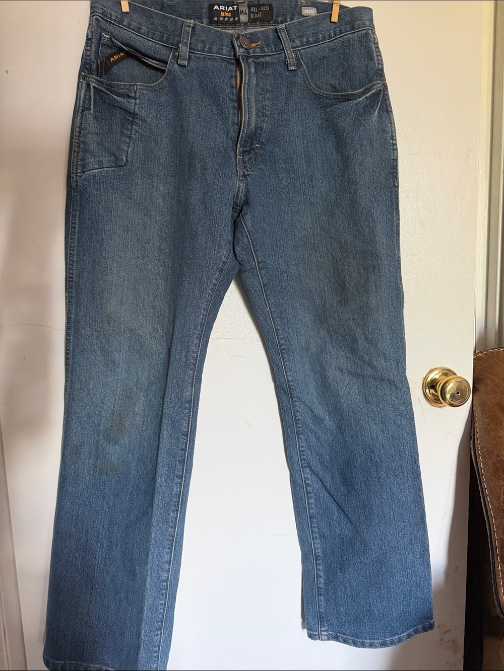 Ariat Men's Rebar M4 Relaxed Blue Bootcut Work Jeans 32x32